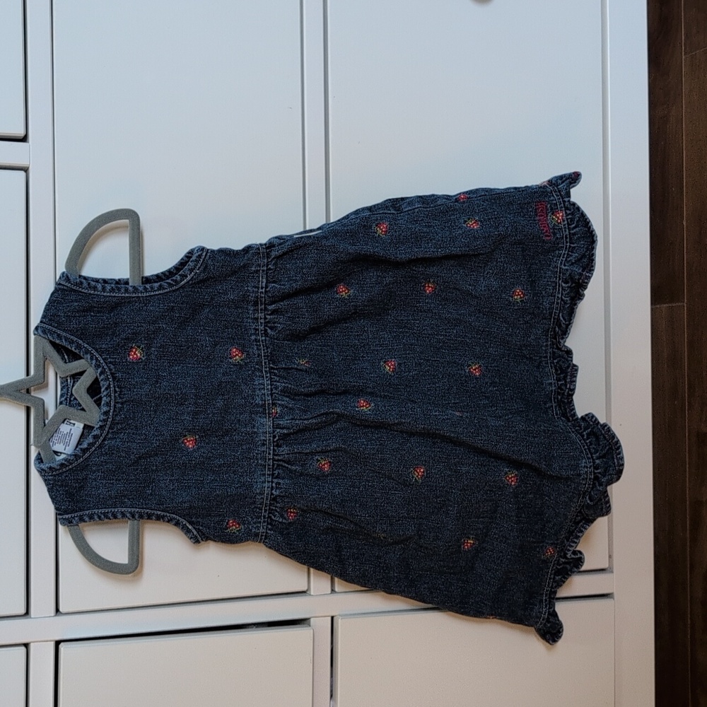 Y2k Strawberry OshKosh B'gosh Dress, Denim 18m - Picture 3 of 7